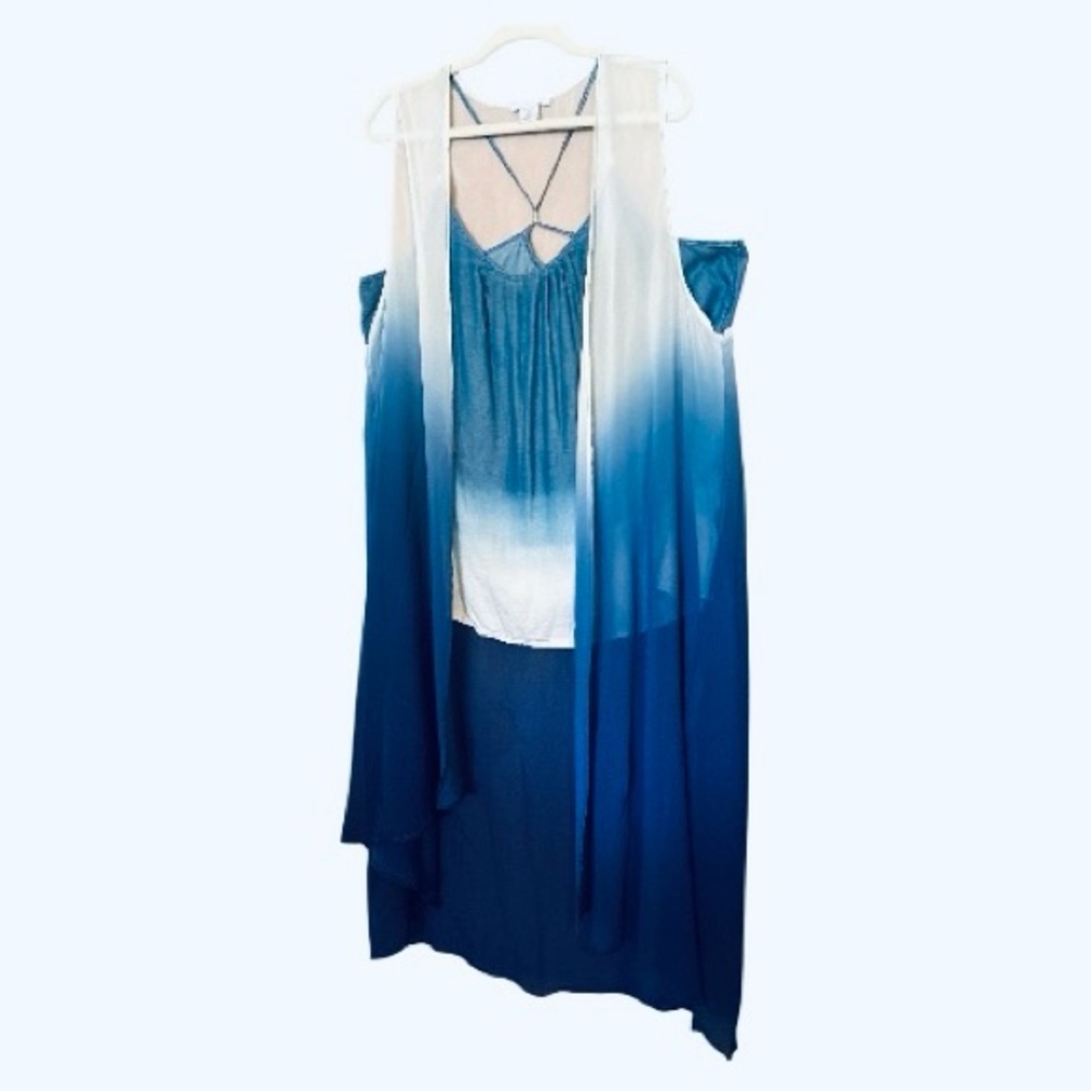 NWOT New York & Company SOHO 2piece Blue Ombré Tank Top and Matching Duster
